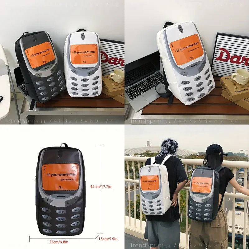 Fashion Backpack Women - Kadınlar için Komik Telefon Baskılı, Yaratıcı,